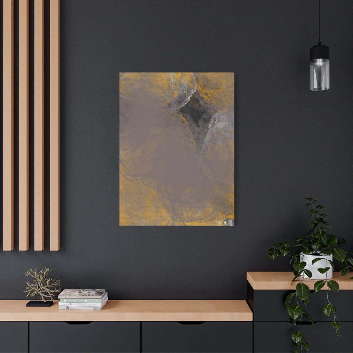 Original Abstract Gold and Gray Marble Canvas - Extra Large Wall Art - 30x40in