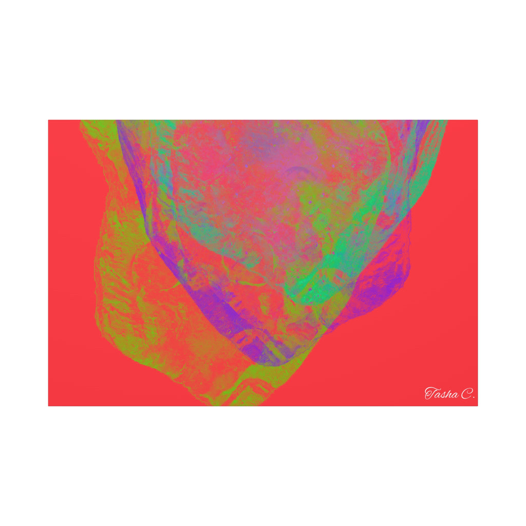 Original Neon Abstract Face Matte Canvas - Luxury Extra Large Wall Art - 60x40