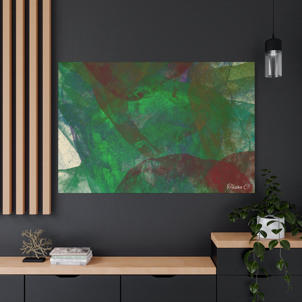 Original Abstract Green Swirl Matte Canvas - Luxury Extra large Wall Art - 60x40
