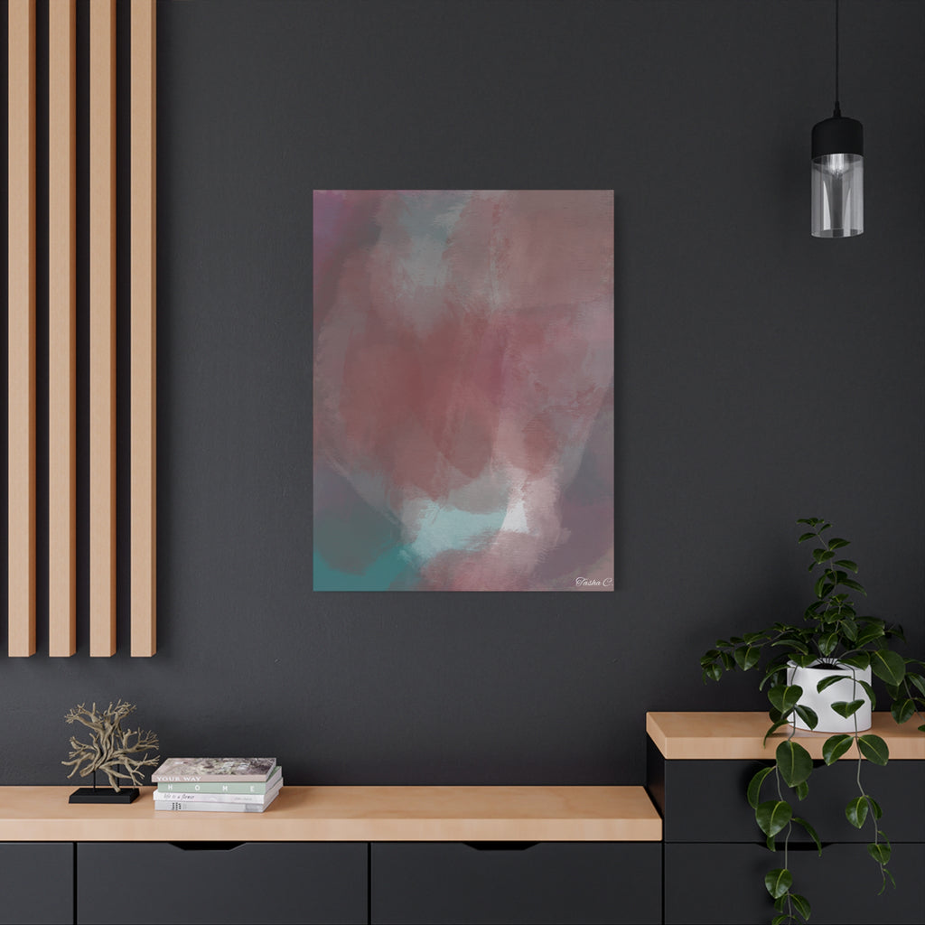 Blush Teal Abstract Watercolor Canvas - Extra Large Wall Art - 30x40in