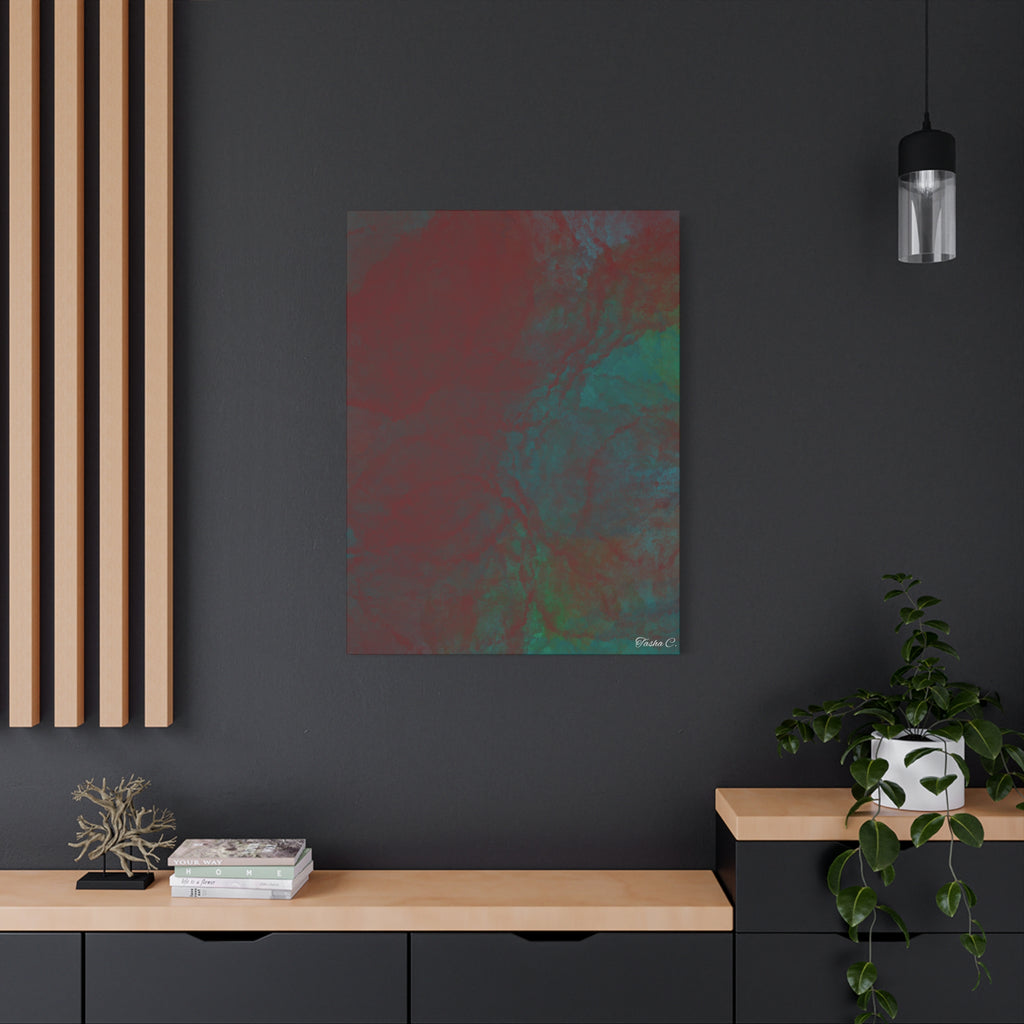 Original Abstract Red Green Marble - Extra Large Wall Art - 30x40in