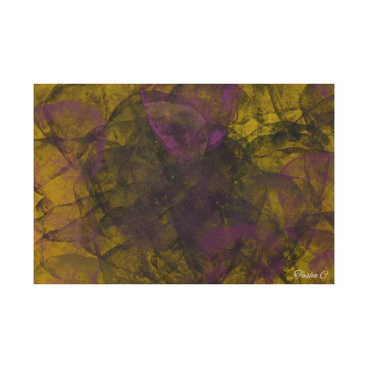 Original Abstract Purple and Gold Swirl Matte Canvas - Luxury Extra large Wall Art-60x40