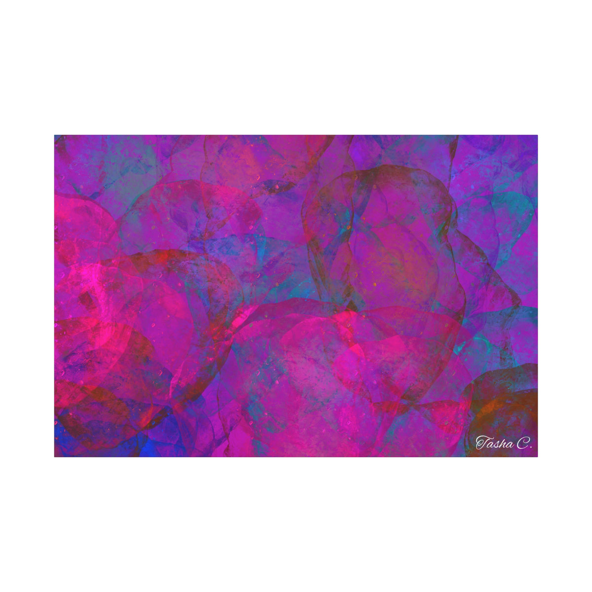 Original Abstract Pink Purple Bubbles Matte Canvas - Luxury Extra large Wall Art - 60x40