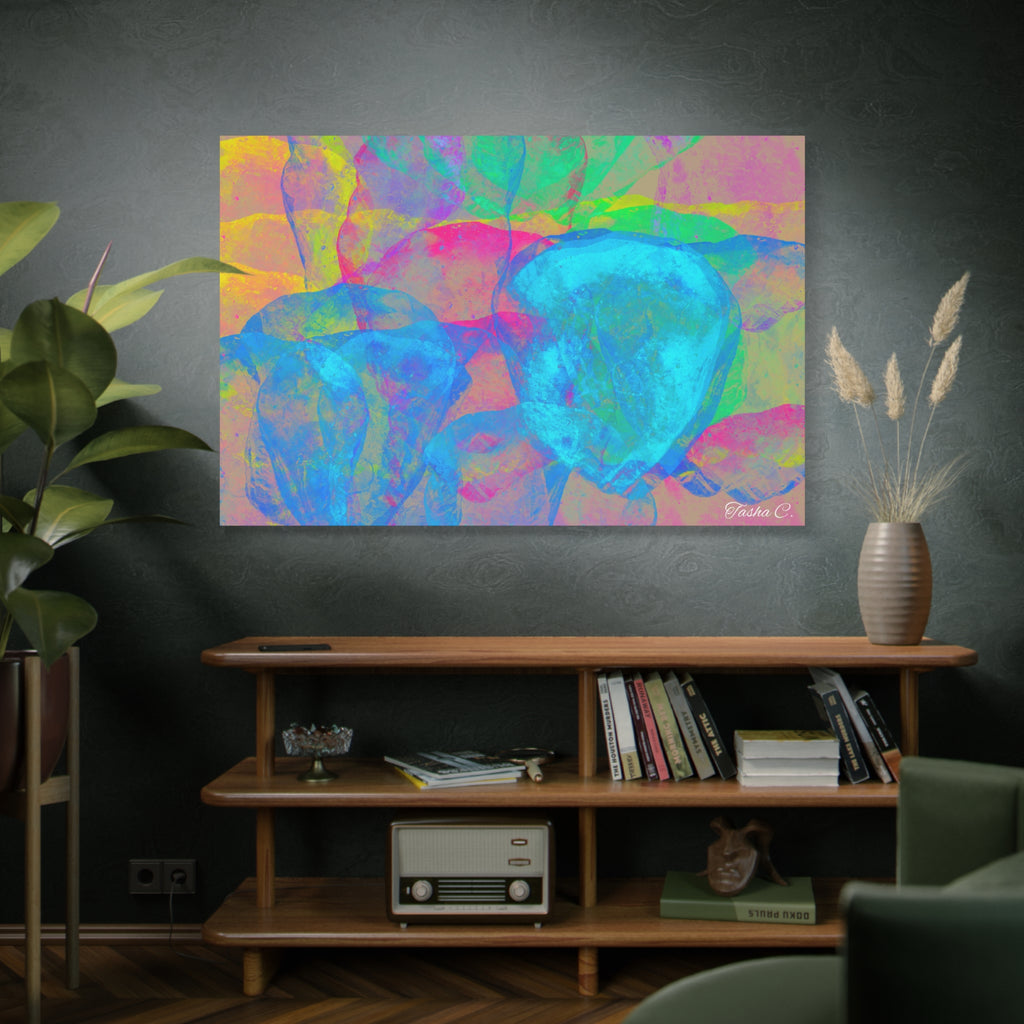 Original Neon Floral Abstract Matte Canvas - Luxury Extra large Wall Art - 60x40