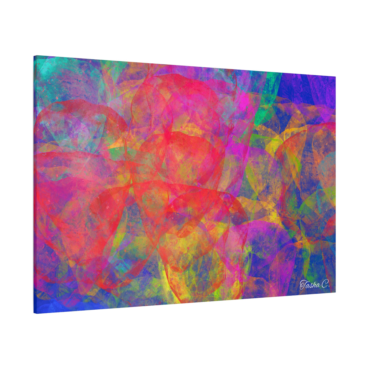 Original Abstract Colorful Circles Matte Canvas- Luxury Extra large Wall Art - 60x40