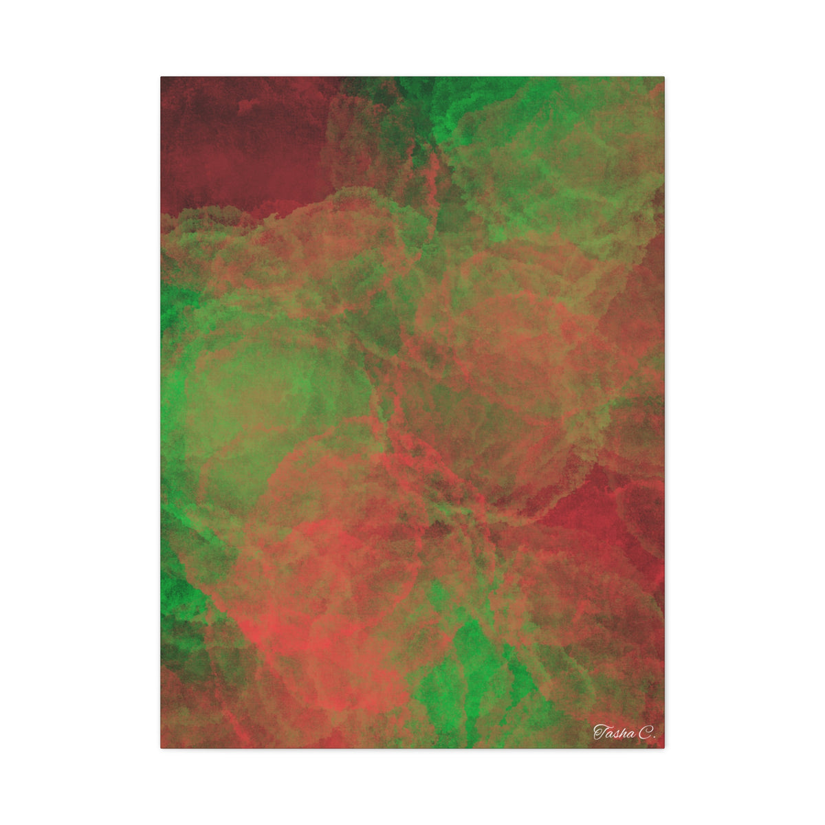 Abstract Red Green Smoke Canvas - Extra Large Wall Art - 30x40in