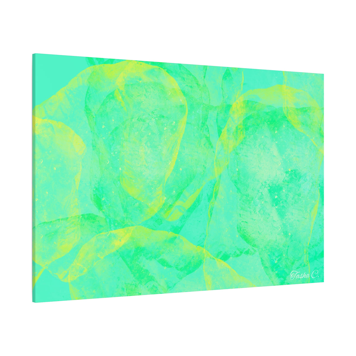 Original Aqua Seafoam Abstract Art Matte Canvas - Luxury Extra large Wall Art - 60x40