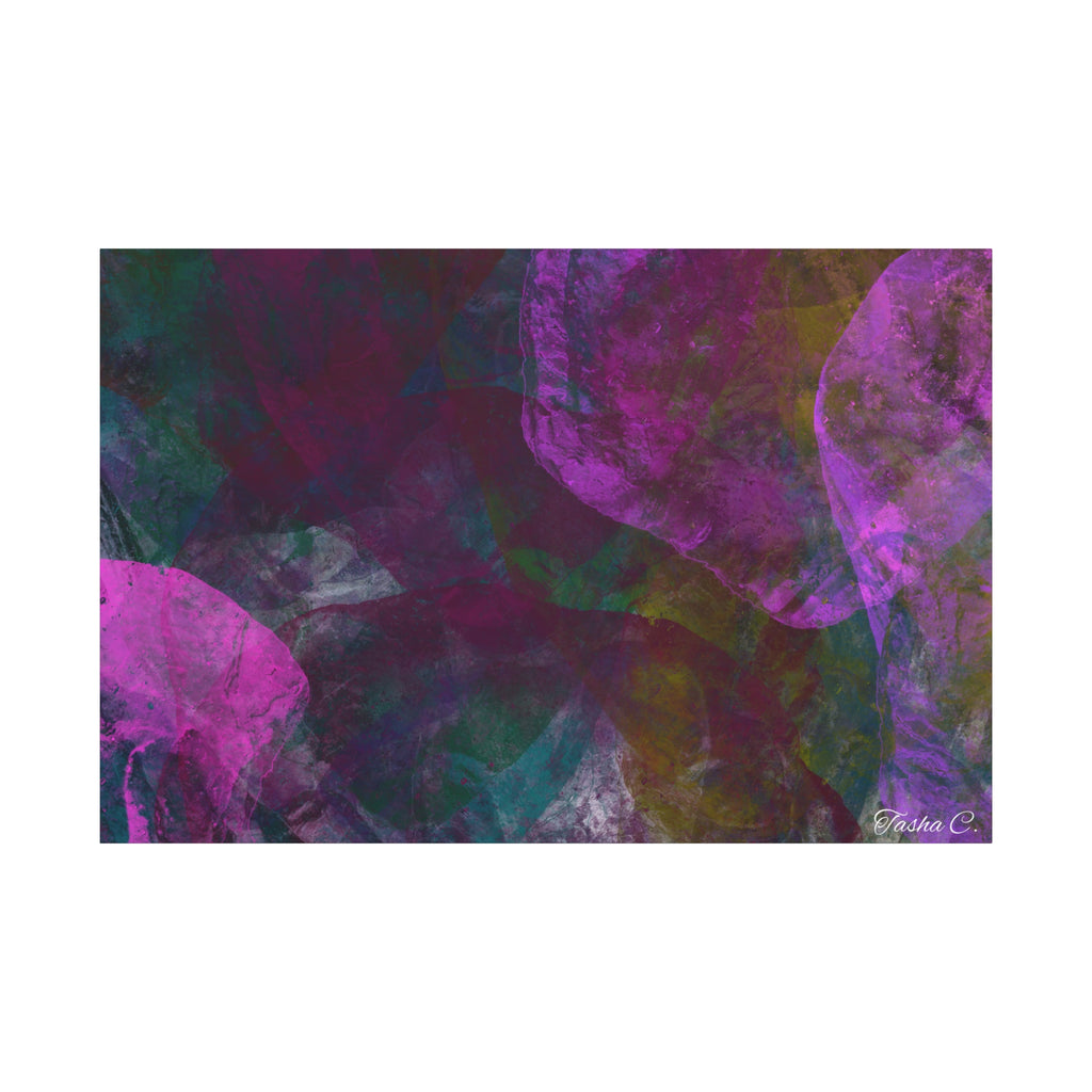 Original Abstract Purple Floral Wash Matte Canvas - Luxury Extra Large Wall Art - 60x40