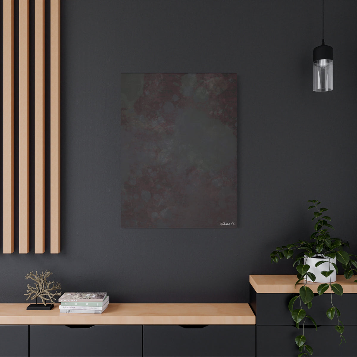 Abstract Dark Maroon Texture Canvas - Extra Large Wall Art - 30x40in