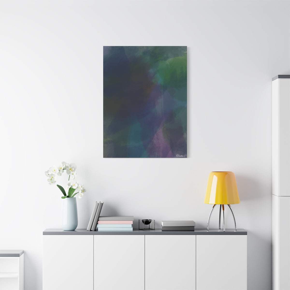 Abstract Deep Teal Watercolor Matte - Extra Large Wall Art - 30x40in