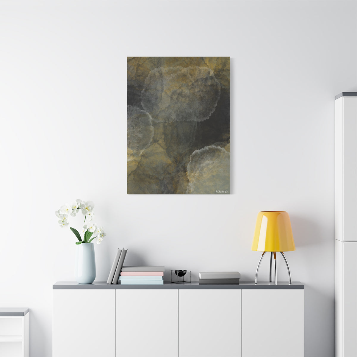 Abstract Golden Ink Circles Matte Canvas - Extra Large Wall Art - 30x40in