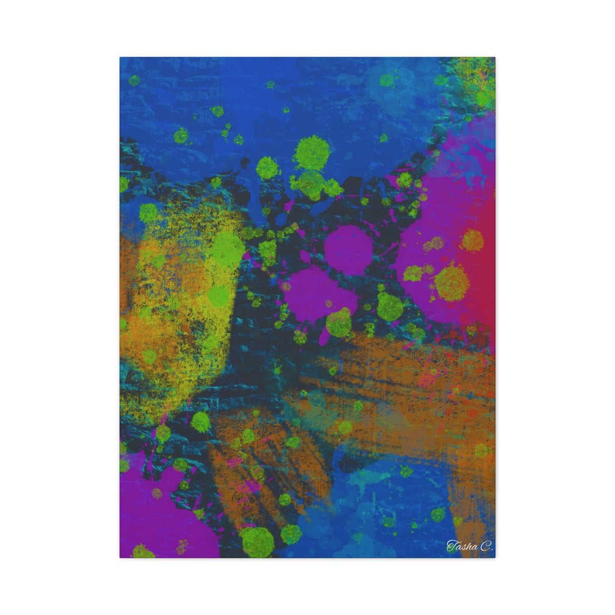 Abstract Neon Paint Splatter Matte Canvas - Extra Large Wall Art - 30x40in