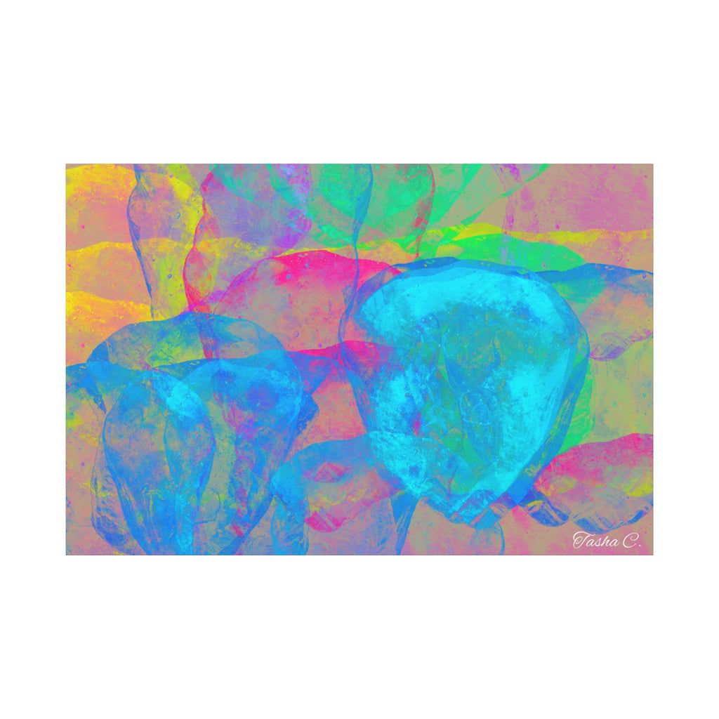 Original Neon Floral Abstract Matte Canvas - Luxury Extra large Wall Art - 60x40