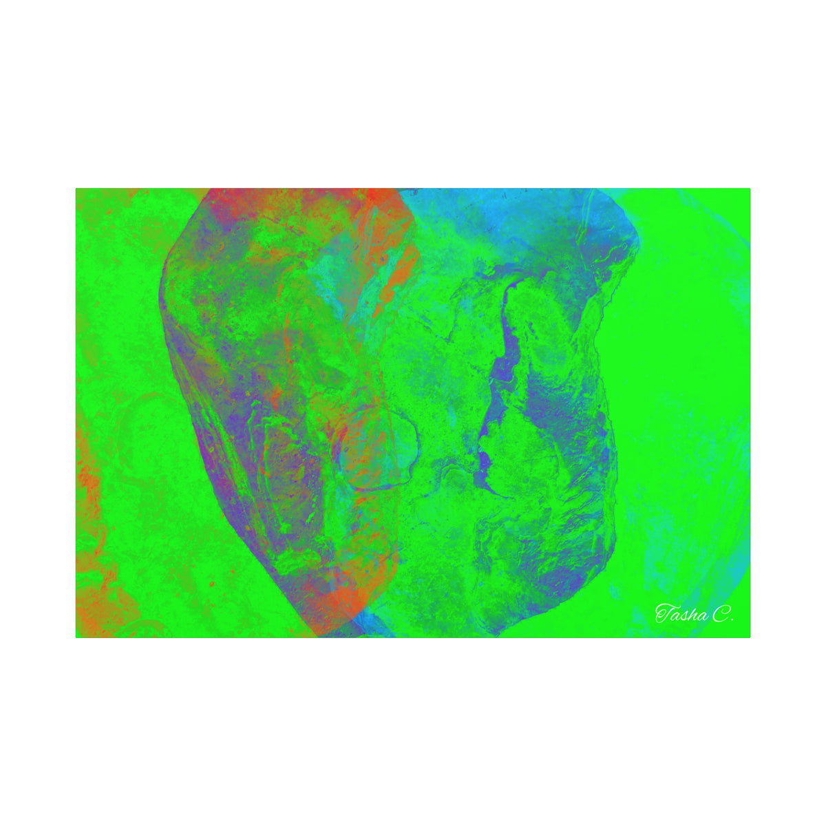 Original Neon Abstract Skull Matte Canvas - Luxury Extra large Wall Art - 60x40