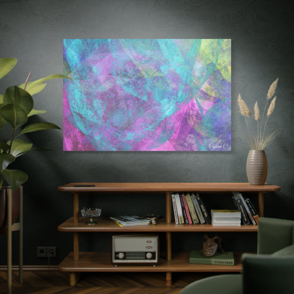 Original Abstract Teal Purple Watercolor Canvas - Luxury Extra large Wall Art - 60x40