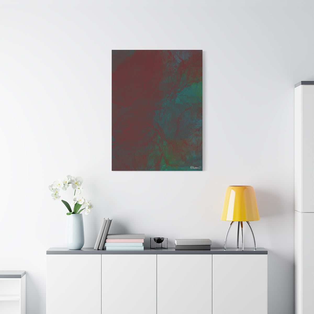 Original Abstract Red Green Marble - Extra Large Wall Art - 30x40in