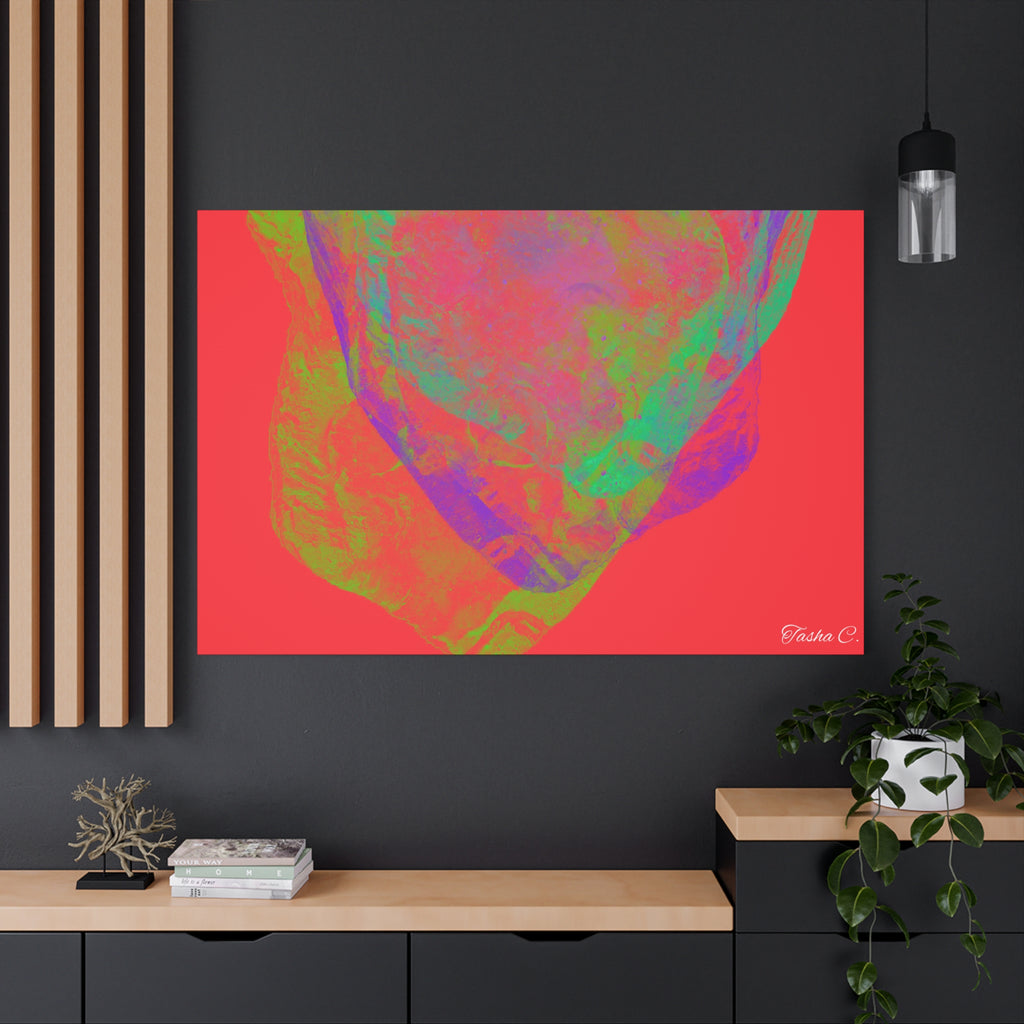 Original Neon Abstract Face Matte Canvas - Luxury Extra Large Wall Art - 60x40