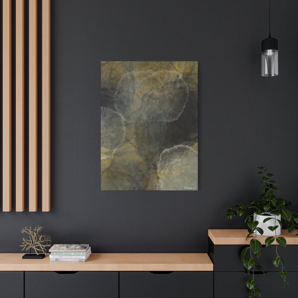 Abstract Golden Ink Circles Matte Canvas - Extra Large Wall Art - 30x40in