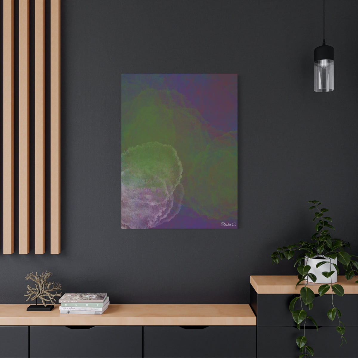 Abstract Green Purple Nebula Matte Canvas - Extra Large Wall Art - 30x40in