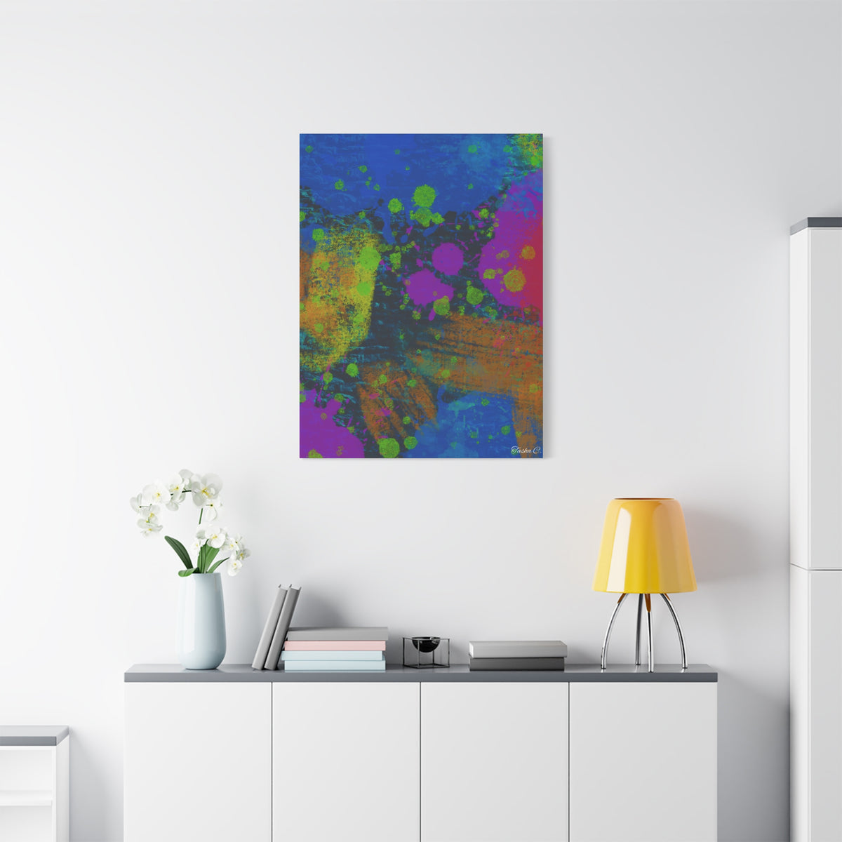 Abstract Neon Paint Splatter Matte Canvas - Extra Large Wall Art - 30x40in