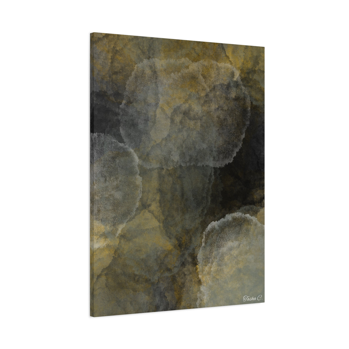 Abstract Golden Ink Circles Matte Canvas - Extra Large Wall Art - 30x40in