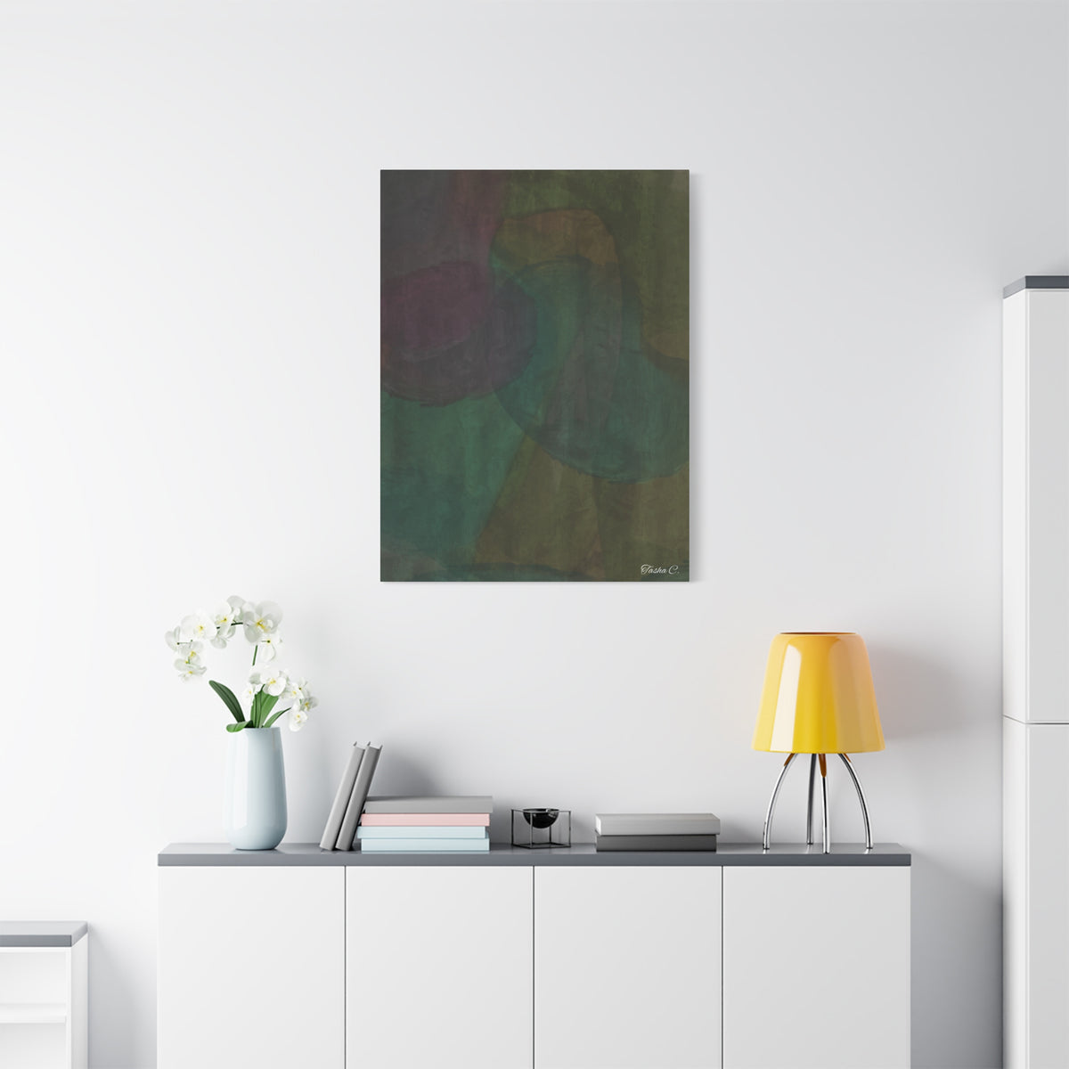 Abstract Green Teal Swirl Matte Canvas - Extra Large Wall Art - 30x40in