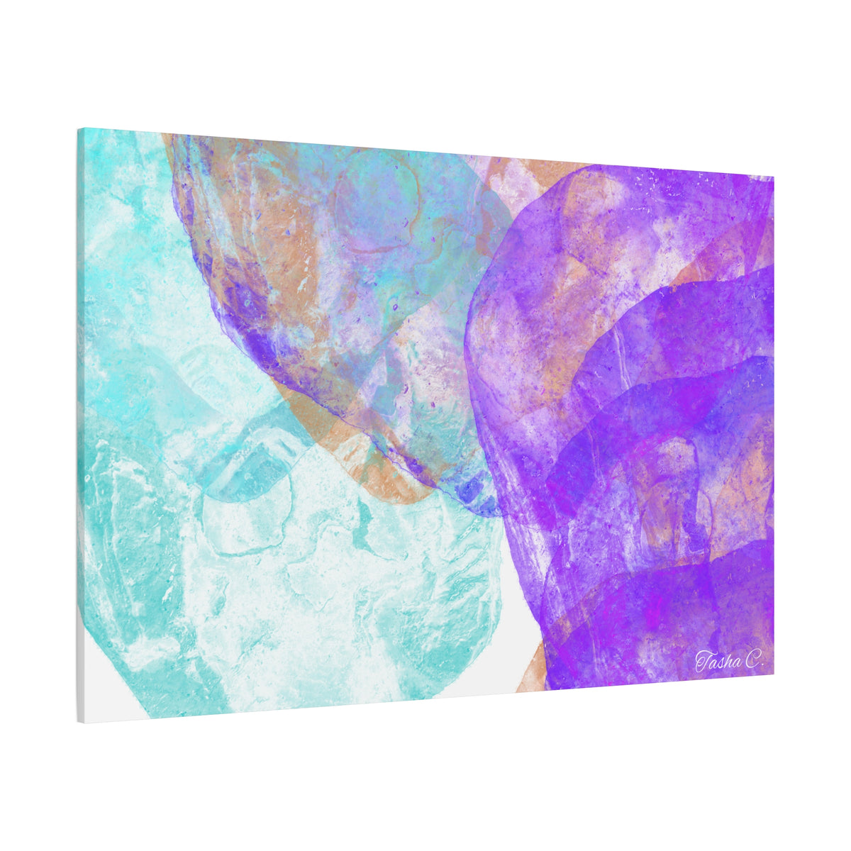 Original Abstract Purple Aqua Floral Canvas - Luxury Extra large Wall Art - 60x40