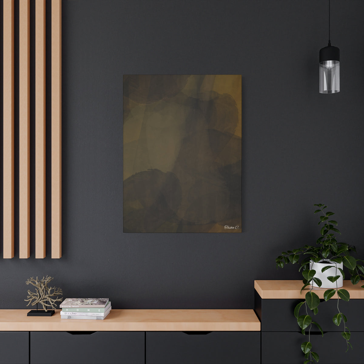 Abstract Brown Ink Wash Matte Canvas - Extra Large Wall Art - 30x40in
