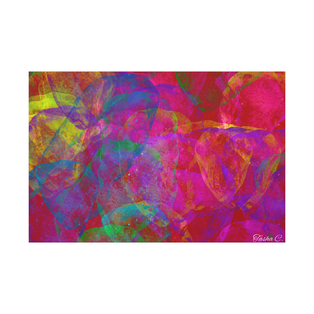 Original Abstract Neon Bubbles Matte Canvas - Luxury Extra large Wall art - 60x40
