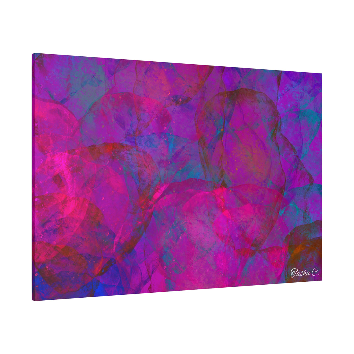 Original Abstract Pink Purple Bubbles Matte Canvas - Luxury Extra large Wall Art - 60x40