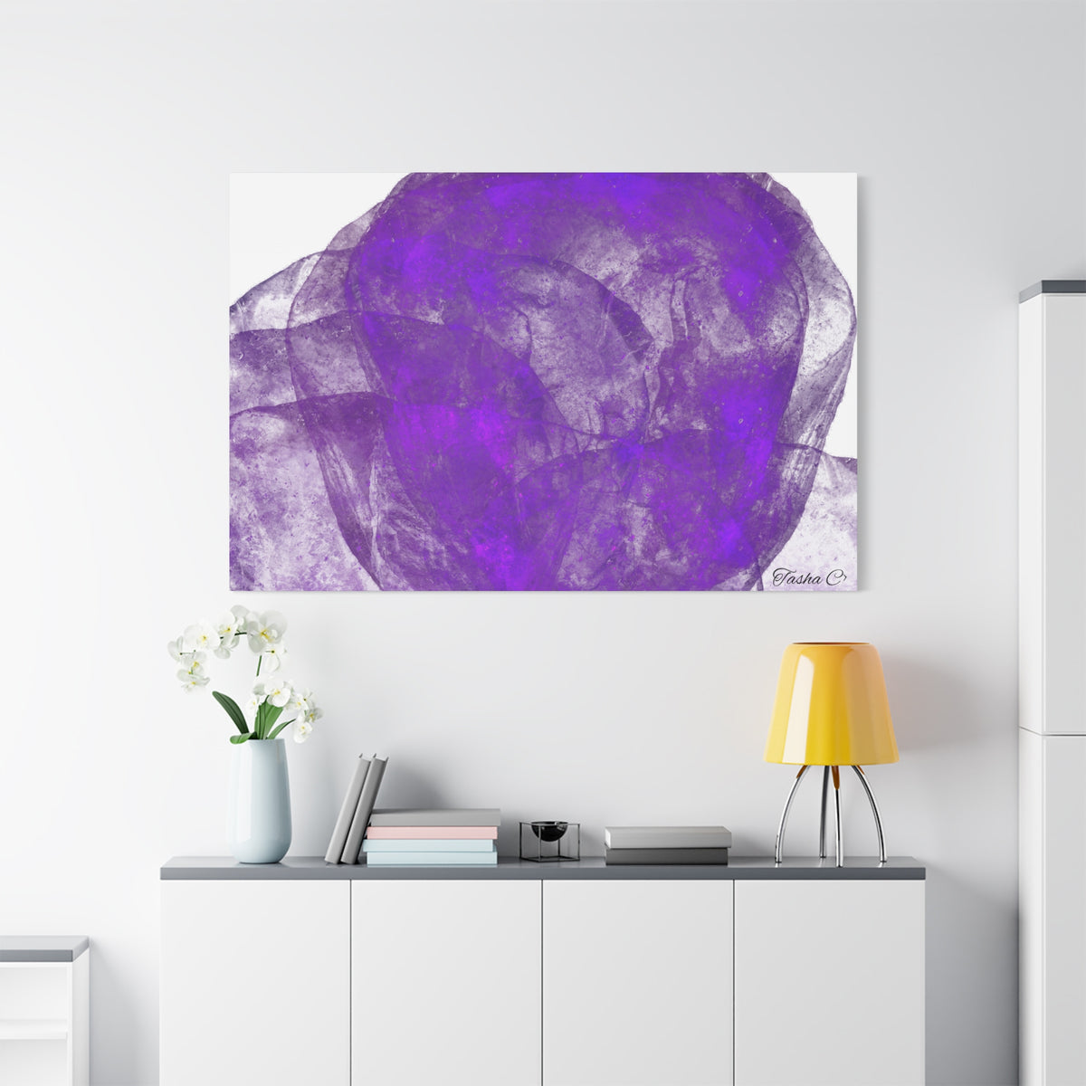 Original Abstract Purple Smoke Matte Canvas - Luxury Extra large Wall Art - 60x40