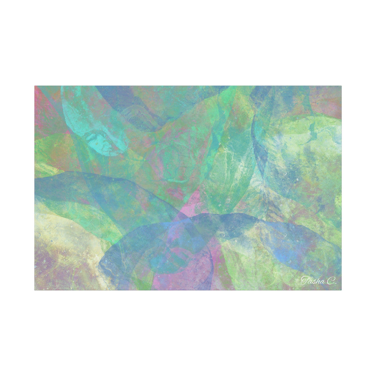 Original Abstract Pastel Leaves Matte Canvas - Luxury Extra large Wall Art - 60x40