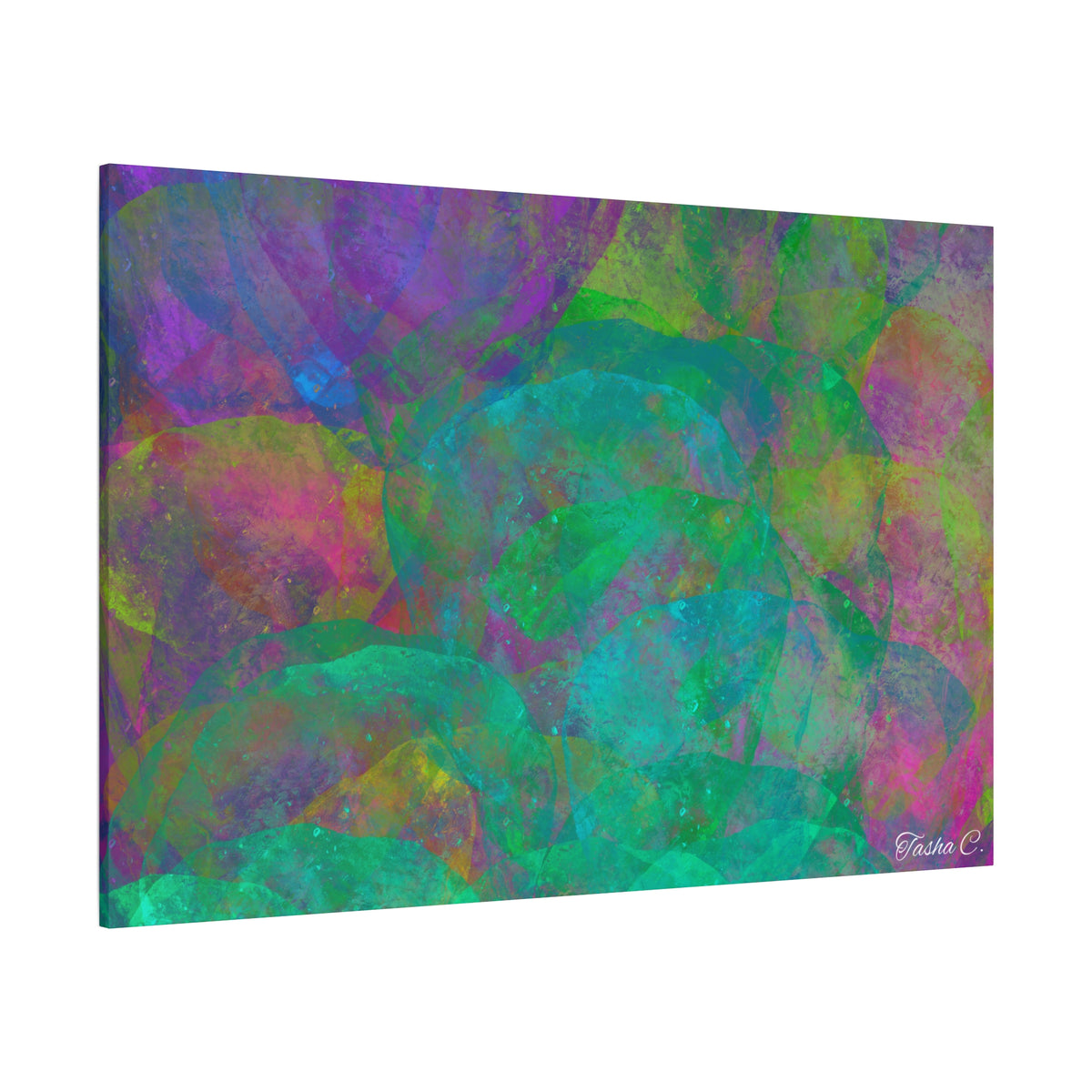 Original Abstract Colorful Circles Matte Canvas - Luxury Extra large Wall Art - 60x40