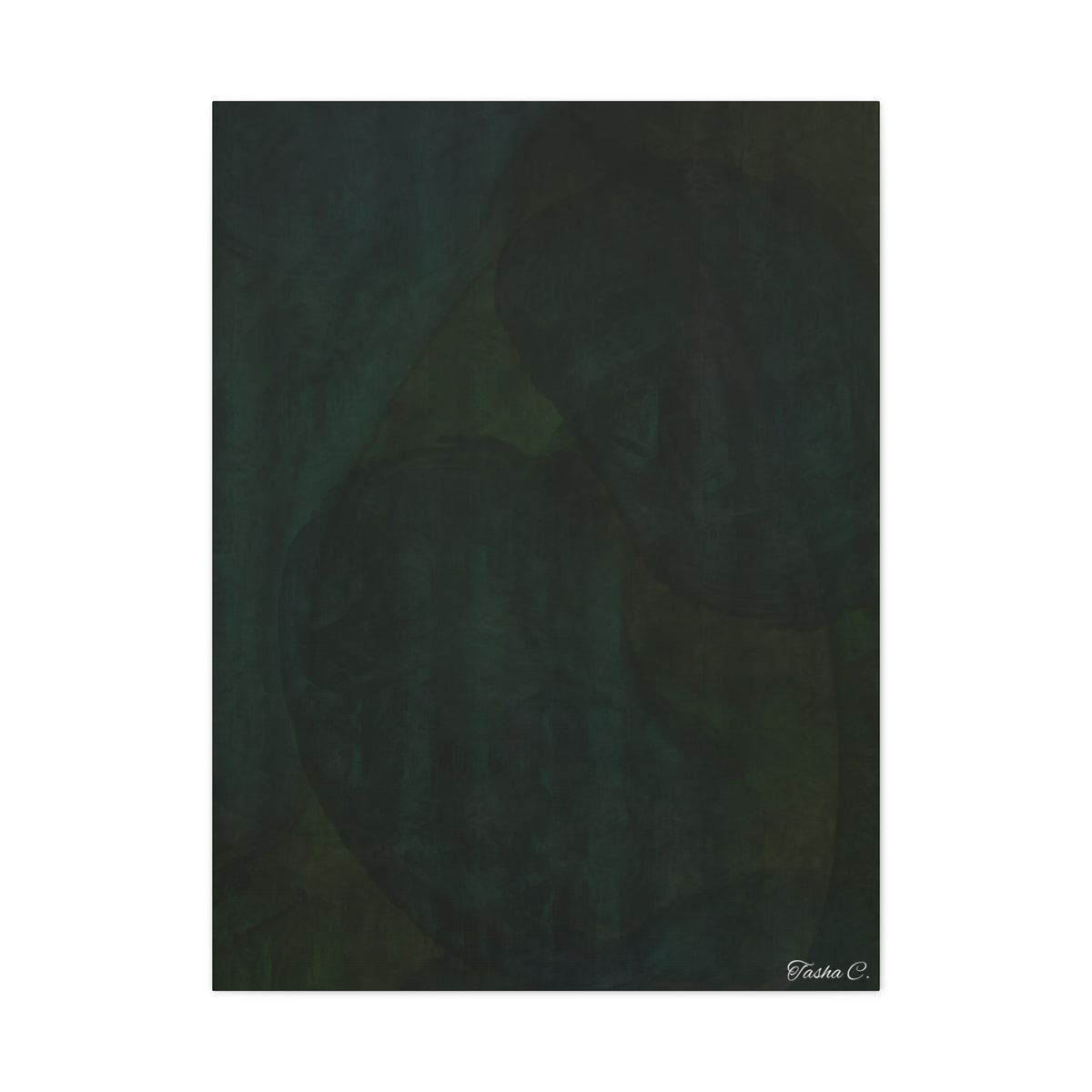 Abstract Dark Green Overlapping Circles Canvas - Extra Large Wall Art - 30x40in