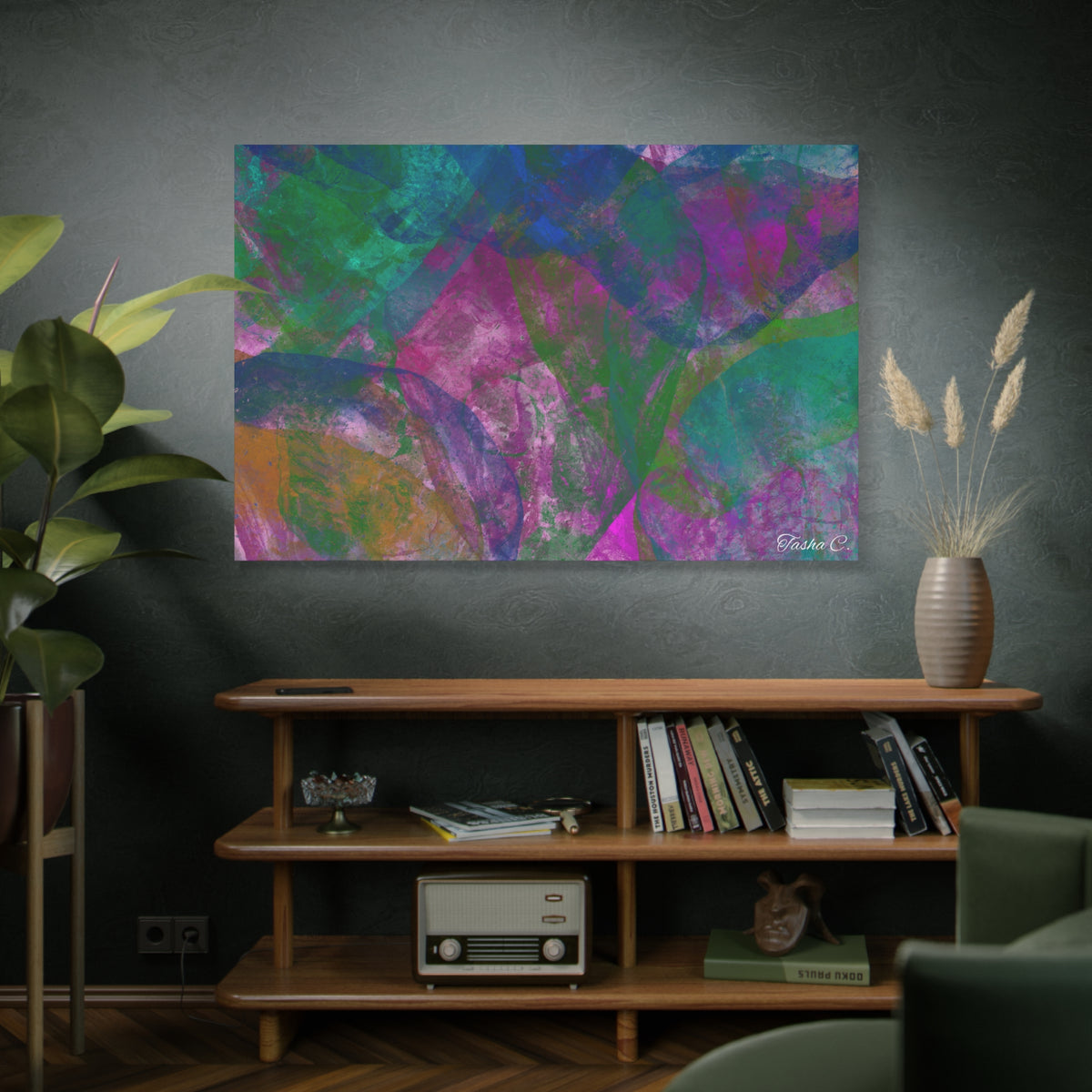 Original Abstract Colorful Circles Matte Canvas - Luxury Extra large Wall Art - 60x40