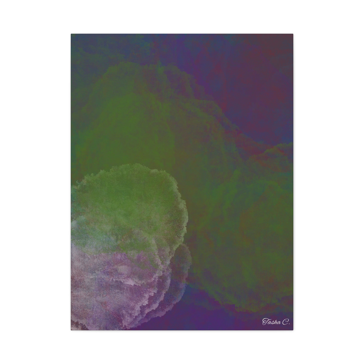 Abstract Green Purple Nebula Matte Canvas - Extra Large Wall Art - 30x40in
