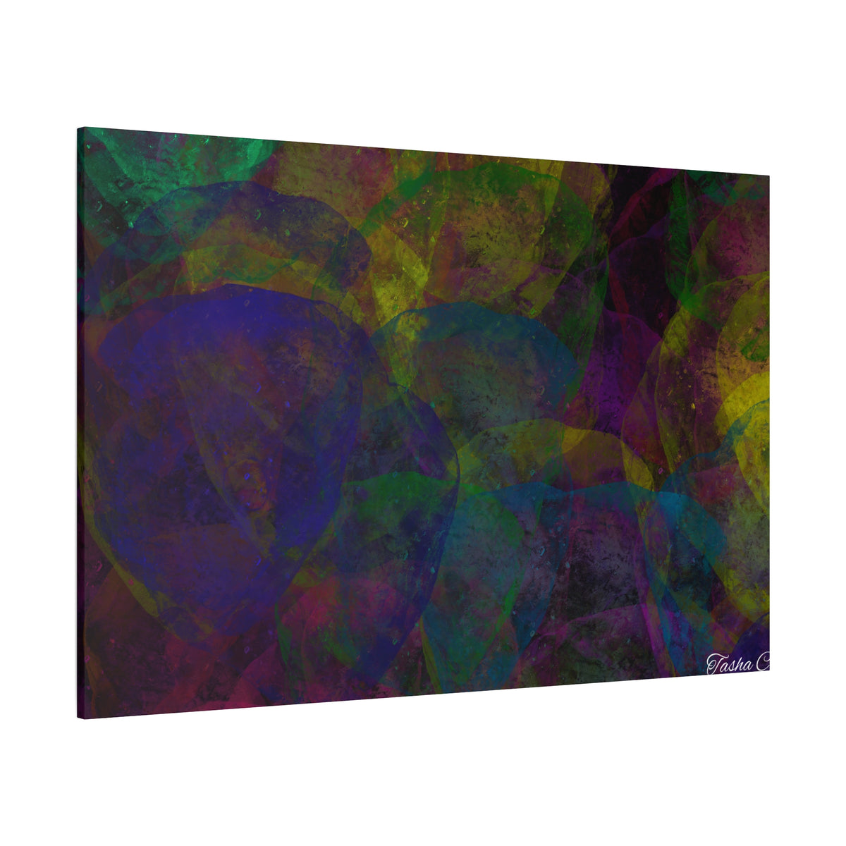 Original Abstract Colorful Overlapping Shapes Matte Canvas - Luxury Extra Large Wall Art - 60x40