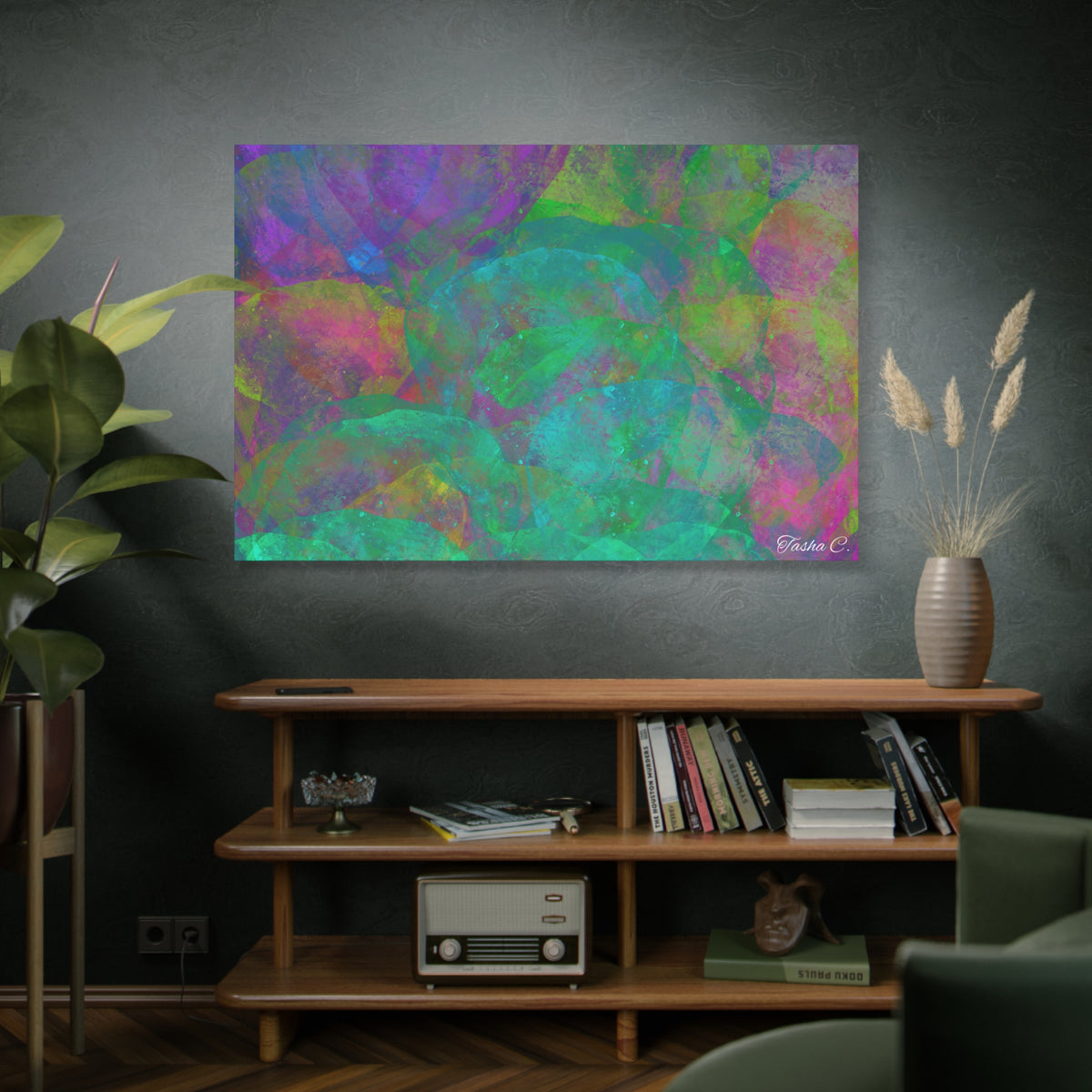 Original Abstract Colorful Circles Matte Canvas - Luxury Extra large Wall Art - 60x40