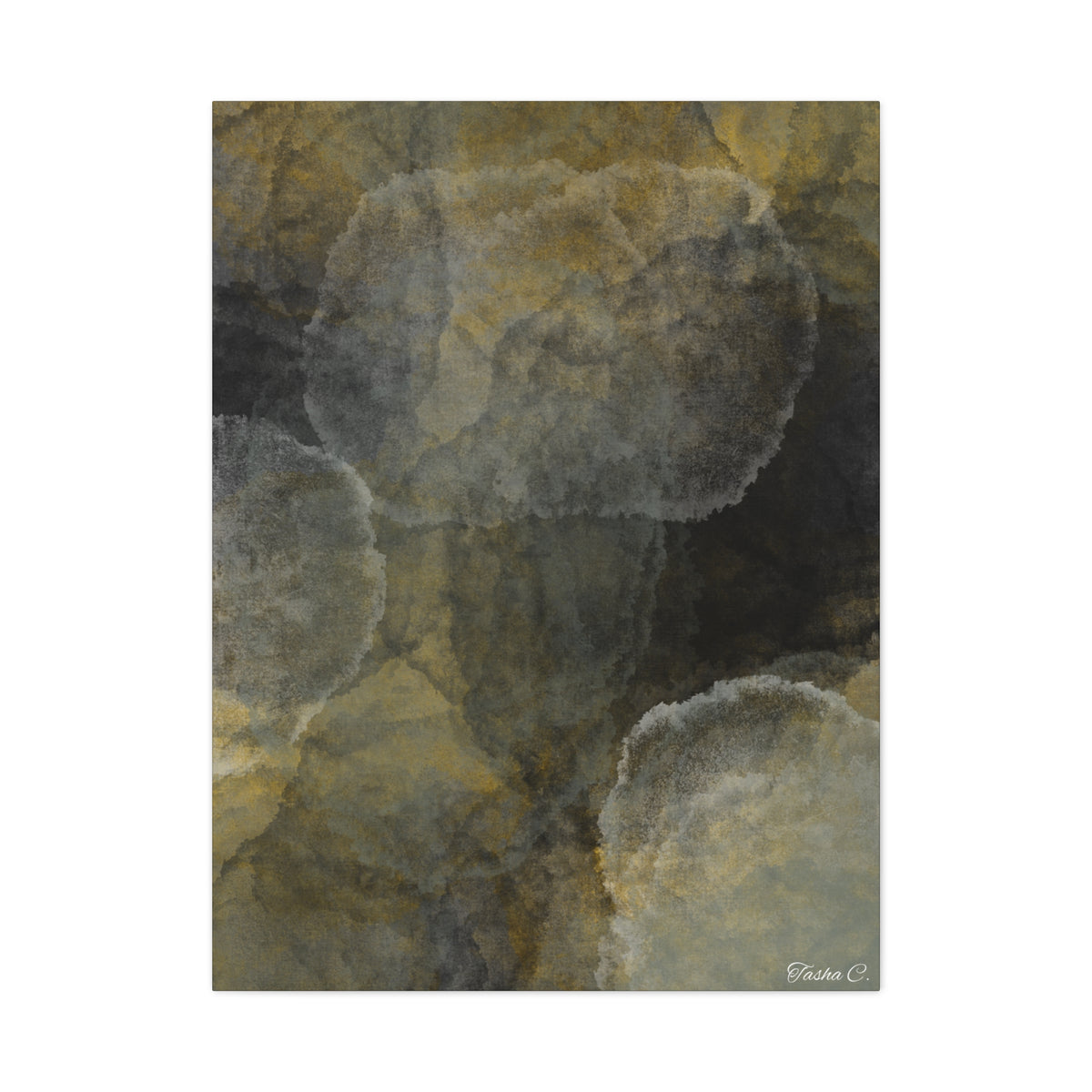 Abstract Golden Ink Circles Matte Canvas - Extra Large Wall Art - 30x40in