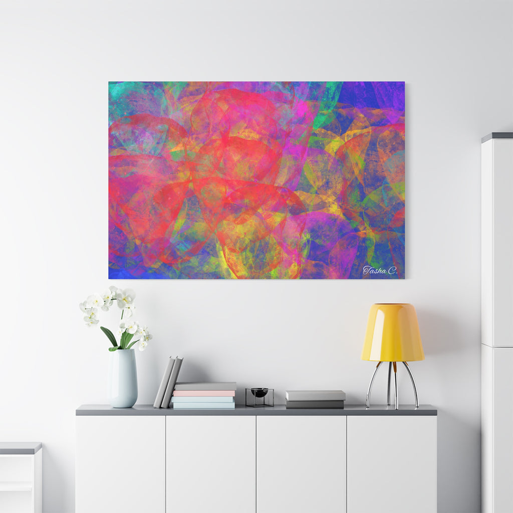 Original Abstract Colorful Circles Matte Canvas- Luxury Extra large Wall Art - 60x40
