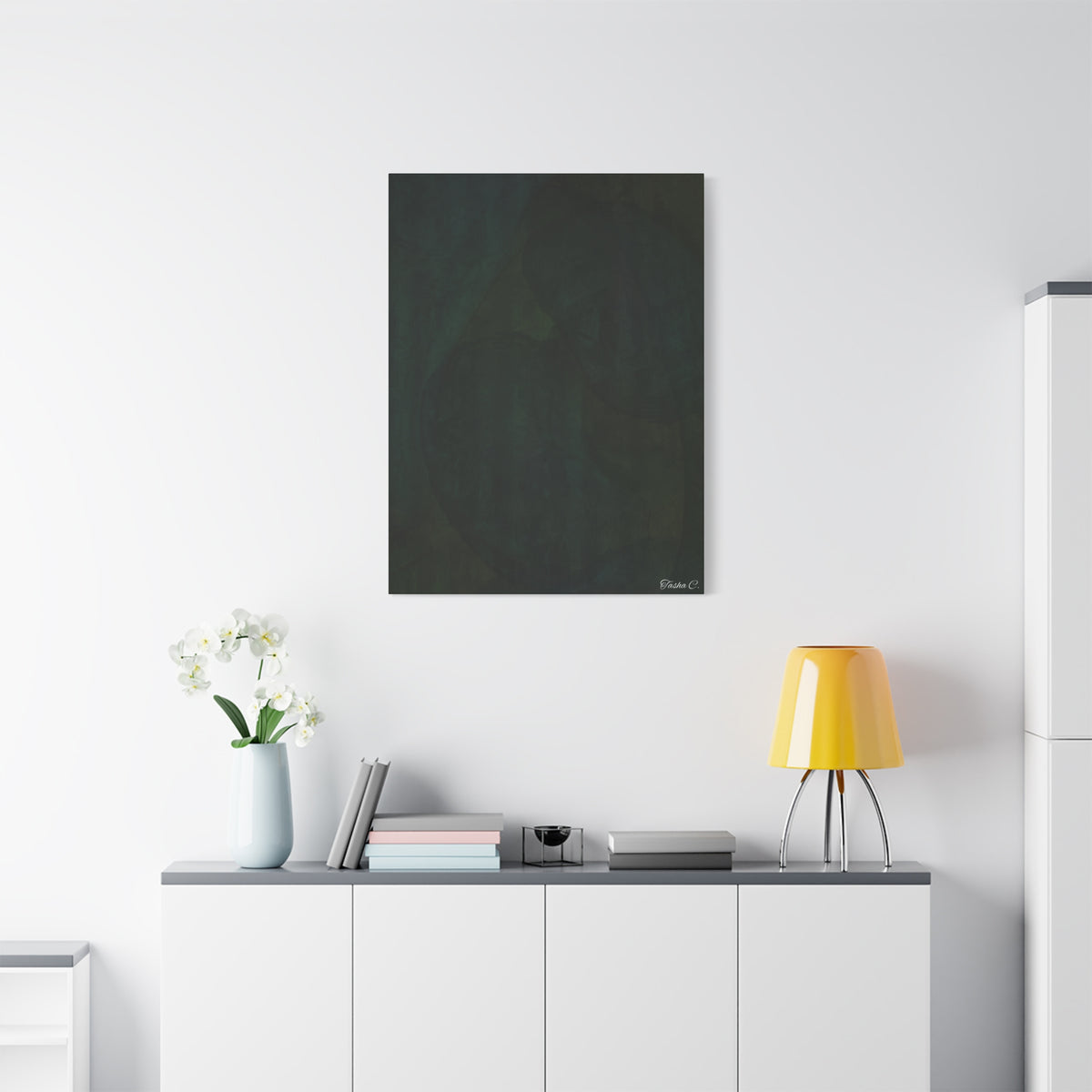Abstract Dark Green Overlapping Circles Canvas - Extra Large Wall Art - 30x40in