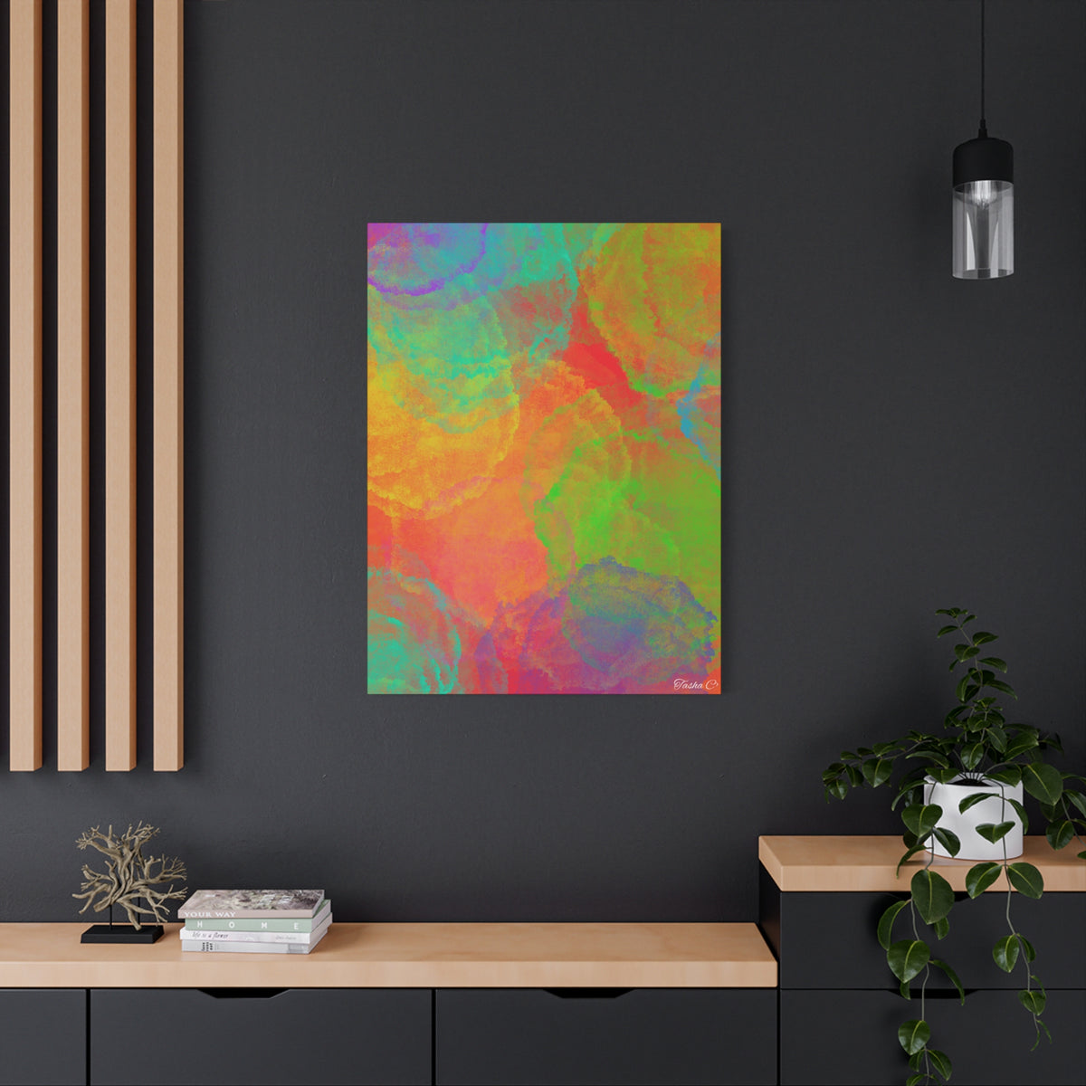 Original Abstract Rainbow Watercolor Canvas- Extra Large Wall Art - 30x40in