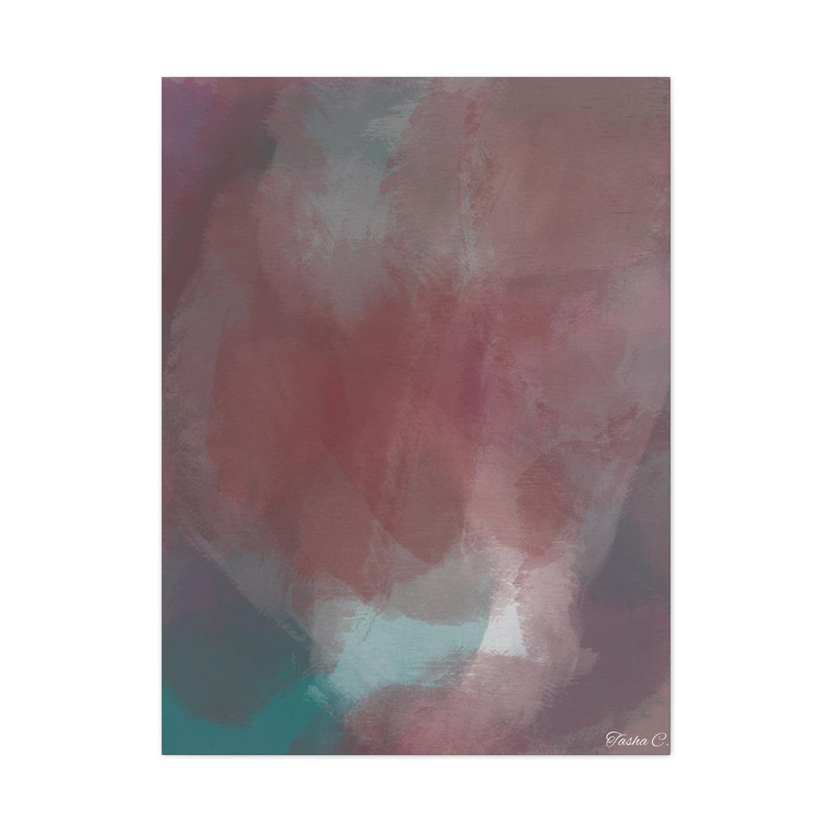 Blush Teal Abstract Watercolor Canvas - Extra Large Wall Art - 30x40in