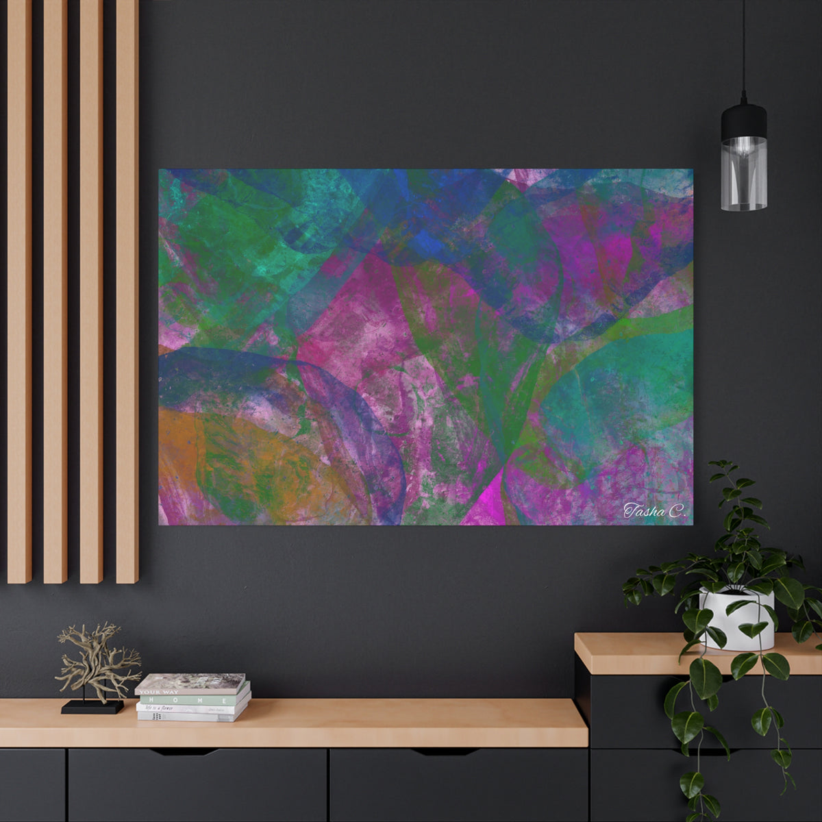 Original Abstract Colorful Circles Matte Canvas - Luxury Extra large Wall Art - 60x40