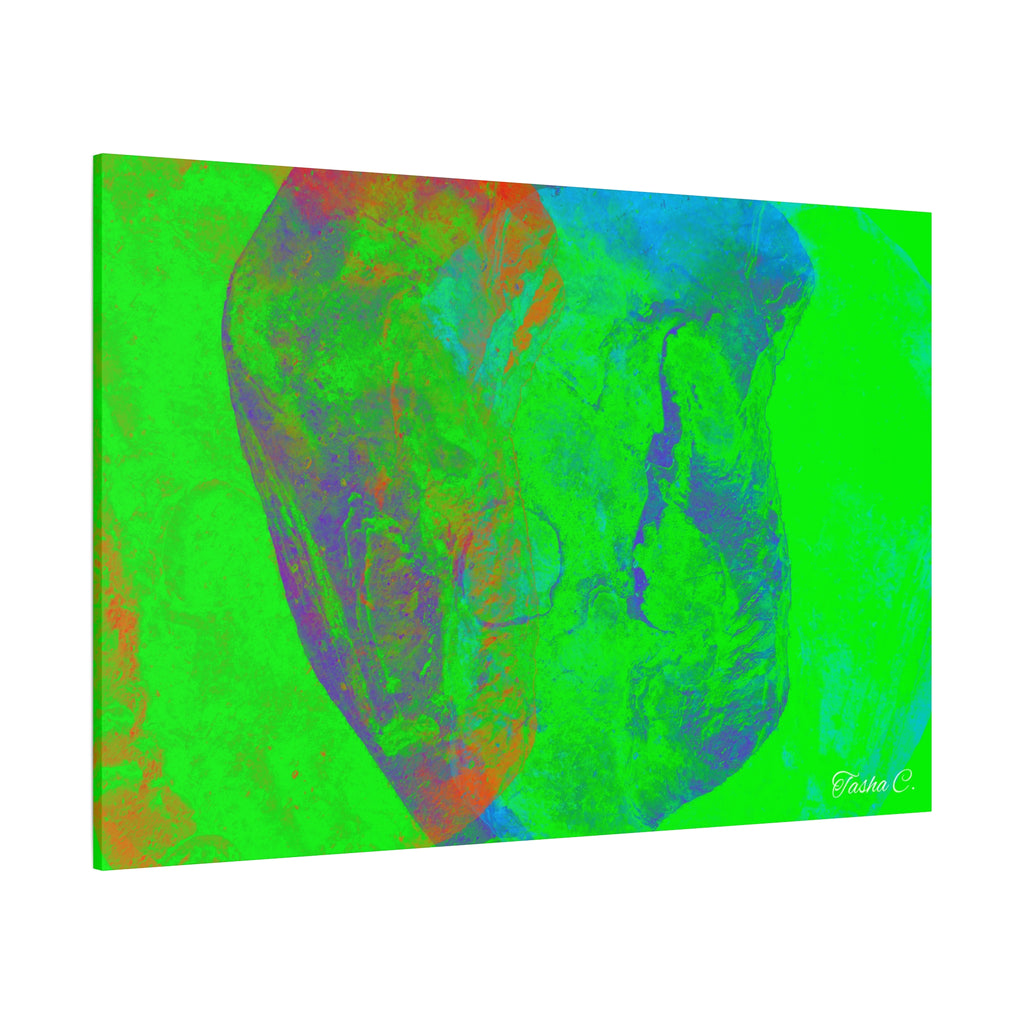 Original Neon Abstract Skull Matte Canvas - Luxury Extra large Wall Art - 60x40