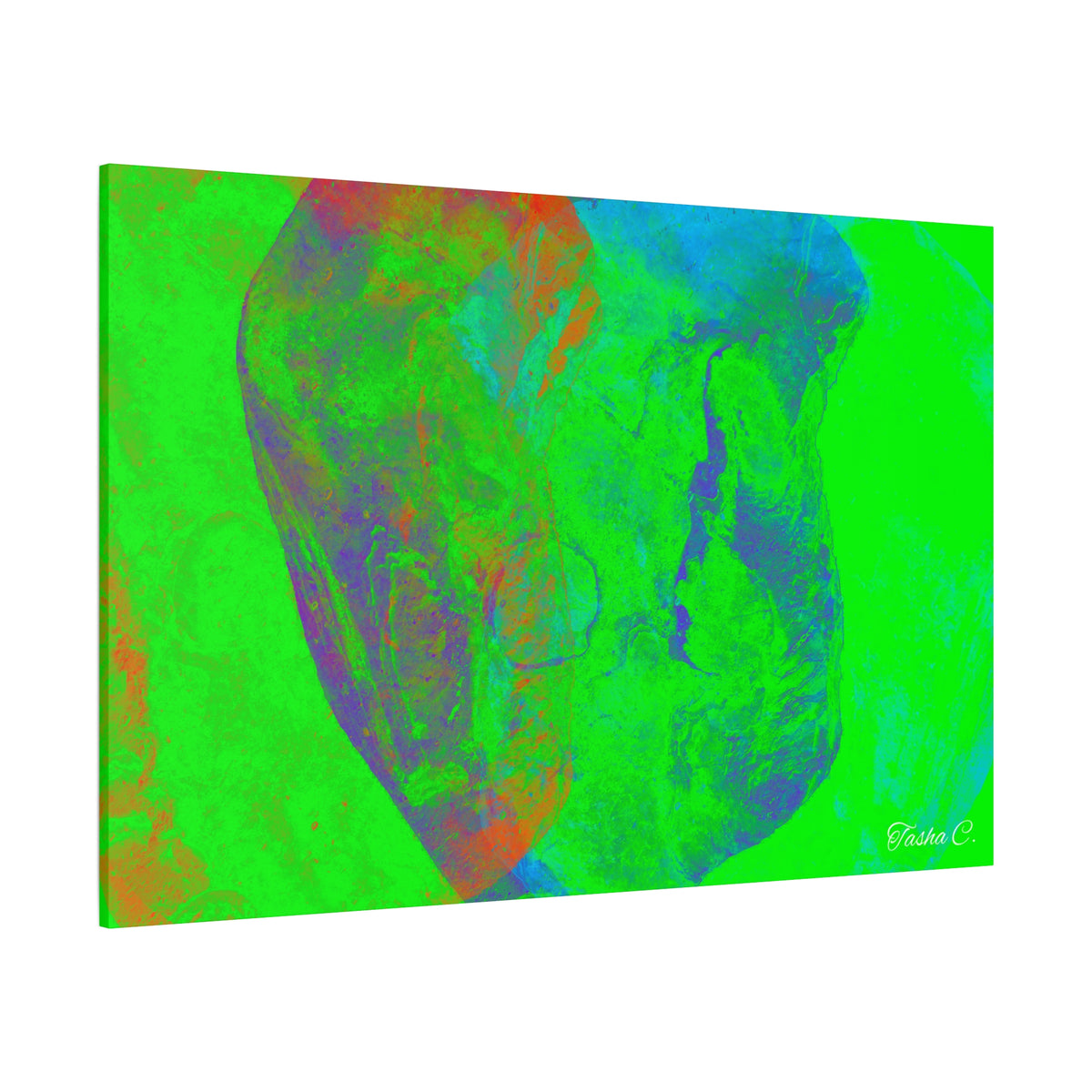 Original Neon Abstract Skull Matte Canvas - Luxury Extra large Wall Art - 60x40
