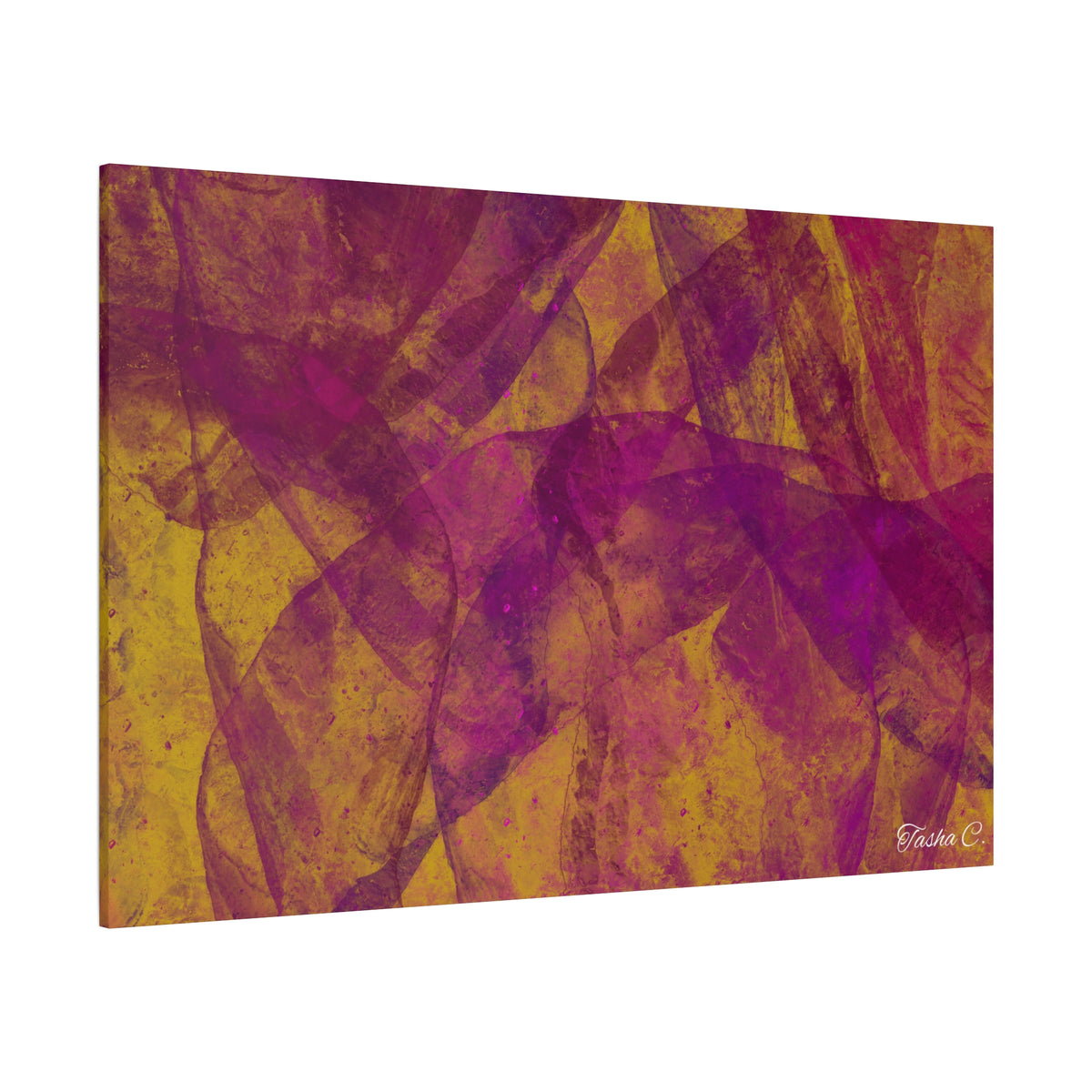 Original Abstract Purple Gold Swoops Matte Canvas - Luxury Extra large Wall Art - 60x40