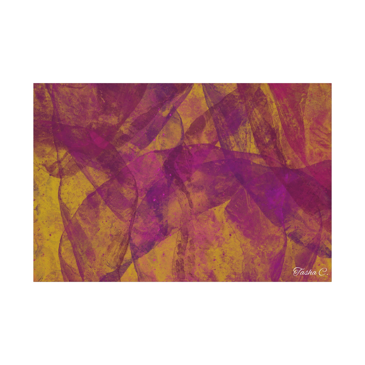 Original Abstract Purple Gold Swoops Matte Canvas - Luxury Extra large Wall Art - 60x40
