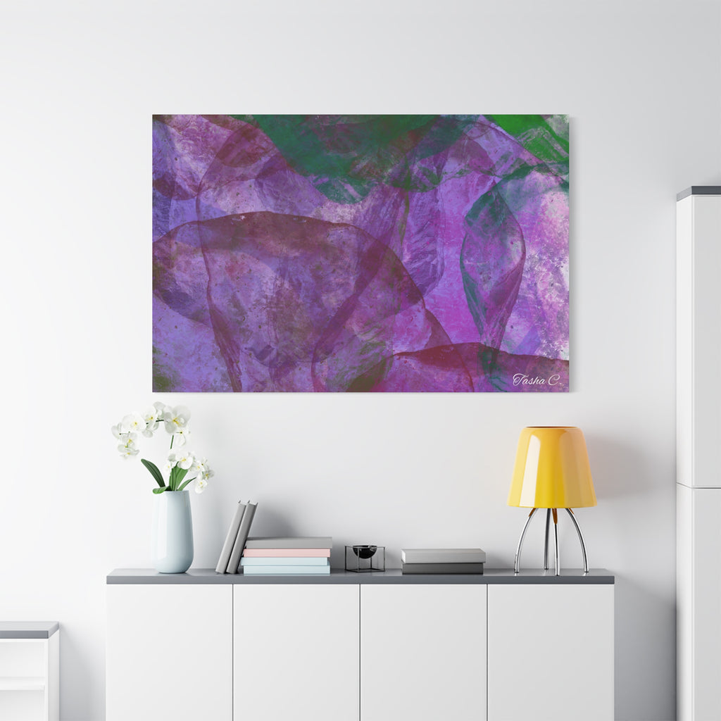 Original Abstract Purple Green Matte Canvas - Luxury Extra large Wall Art - 60x40