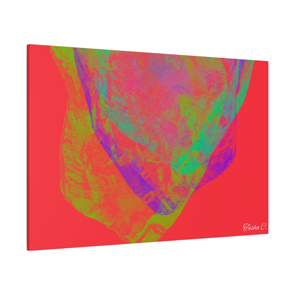 Original Neon Abstract Face Matte Canvas - Luxury Extra Large Wall Art - 60x40